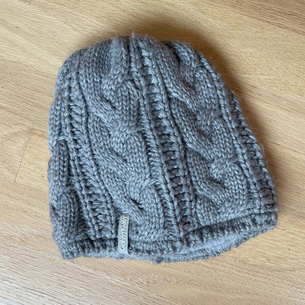 Calvin Klein Cable Knit Gray Beanie